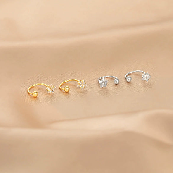 Women's Sterling Silver Star Stud Earrings With Screw Back Closure And Electroplated Light Luxury Design