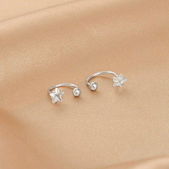 Women's Sterling Silver Star Stud Earrings With Screw Back Closure And Electroplated Light Luxury Design