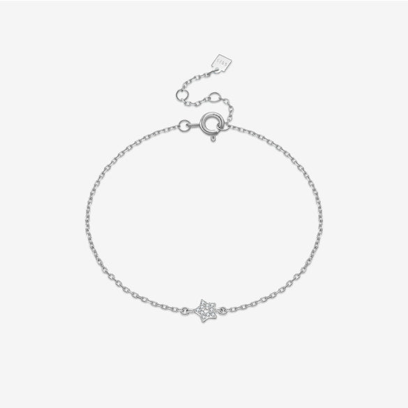 Women's 925 Sterling Silver Star Sweet Style Electroplated Platinum And 18K Gold Bracelet