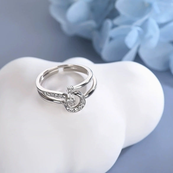 Women's Sterling Silver Star Zircon Open Ring With Electroplated Finish Adjustable Fresh Minimalist Jewelry