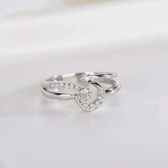 Women's Sterling Silver Star Zircon Open Ring With Electroplated Finish Adjustable Fresh Minimalist Jewelry