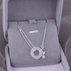 Women's Sterling Silver Tulip Peace Buckle Necklace With White Chalcedony Pendant Elegant Floral Geometric Inlaid Design