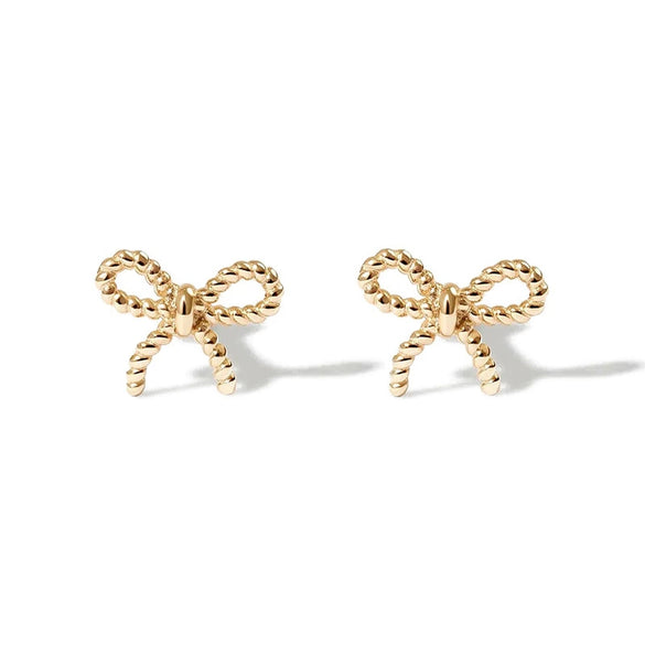 Women's 925 Sterling Silver Twist Bow Microinlay Earrings