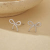 Women's 925 Sterling Silver Twist Bow Microinlay Earrings