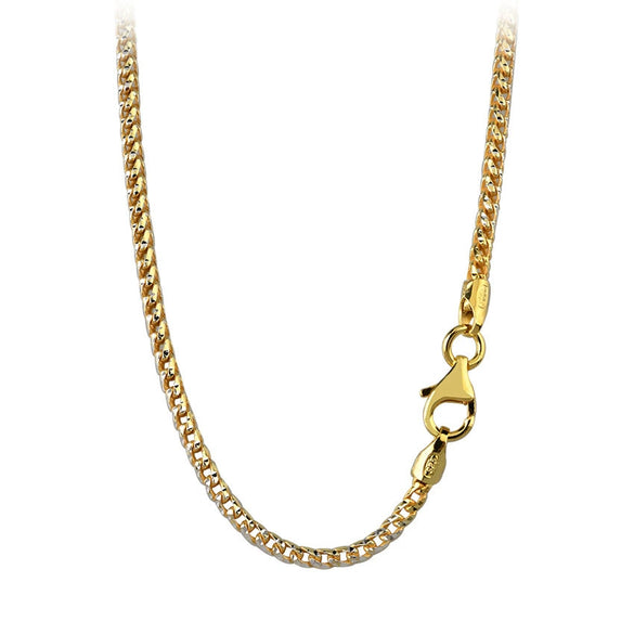 Women's 925 Sterling Silver Two Tone Geometric Twisted Chain Necklace With Glitter Cut Electroplated Finish