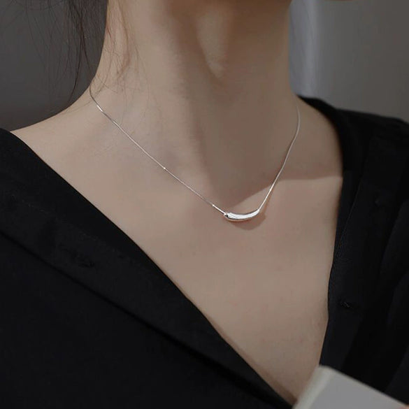 Women's 925 Sterling Silver U Shaped Pendant Necklace With Box Chain Simple Geometric Electroplated Clavicle Chain