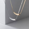 Women's 925 Sterling Silver U Shaped Pendant Necklace With Box Chain Simple Geometric Electroplated Clavicle Chain