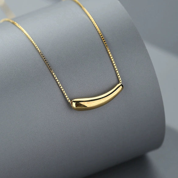 Women's 925 Sterling Silver U Shaped Pendant Necklace With Box Chain Simple Geometric Electroplated Clavicle Chain