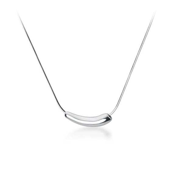Women's 925 Sterling Silver U Shaped Pendant Necklace With Box Chain Simple Geometric Electroplated Clavicle Chain