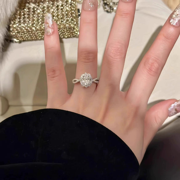 Women's 925 Sterling Silver Ushape Mosan Diamond Ring With Electroplating