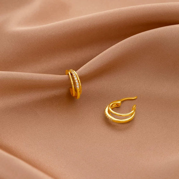 Women's Sterling Silver Ushaped Hollow Line Earrings With Geometric Design And Electroplated Finish