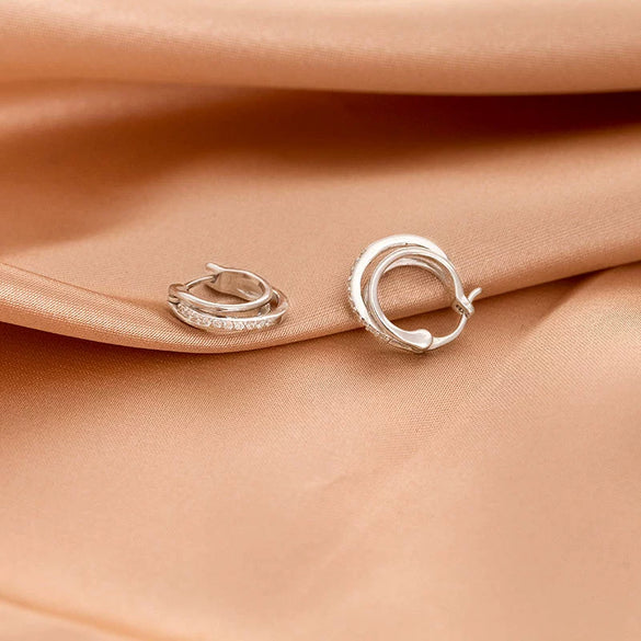 Women's Sterling Silver Ushaped Hollow Line Earrings With Geometric Design And Electroplated Finish