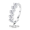 Women's 925 Sterling Silver Water Drop And Pear Shaped Zircon And Diamond Ring Simple Geometric Style
