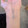 Women's 925 Sterling Silver White Chalcedony Inlaid Gourd Pendant Necklace Geometric Floral Clavicle Chain Light Luxury Fashion Jewelry