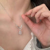 Women's 925 Sterling Silver White Chalcedony Inlaid Gourd Pendant Necklace Geometric Floral Clavicle Chain Light Luxury Fashion Jewelry
