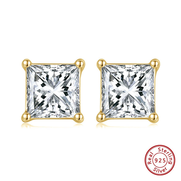 Women's 925 Sterling Silver Zircon Earrings With Geometric Animal Zodiac Patterns Electroplated