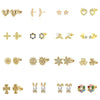 Women's 925 Sterling Silver Zircon Earrings With Geometric Animal Zodiac Patterns Electroplated