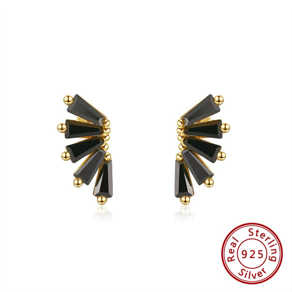 Women's 925 Sterling Silver Zircon Earrings With Geometric Animal Zodiac Patterns Electroplated