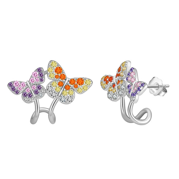 Women's 925 Sterling Silver Zircon Earrings With Geometric Animal Zodiac Patterns Electroplated