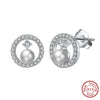 Women's 925 Sterling Silver Zircon Earrings With Geometric Animal Zodiac Patterns Electroplated
