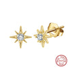 Women's 925 Sterling Silver Zircon Earrings With Geometric Animal Zodiac Patterns Electroplated
