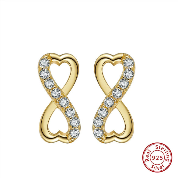 Women's 925 Sterling Silver Zircon Earrings With Geometric Animal Zodiac Patterns Electroplated