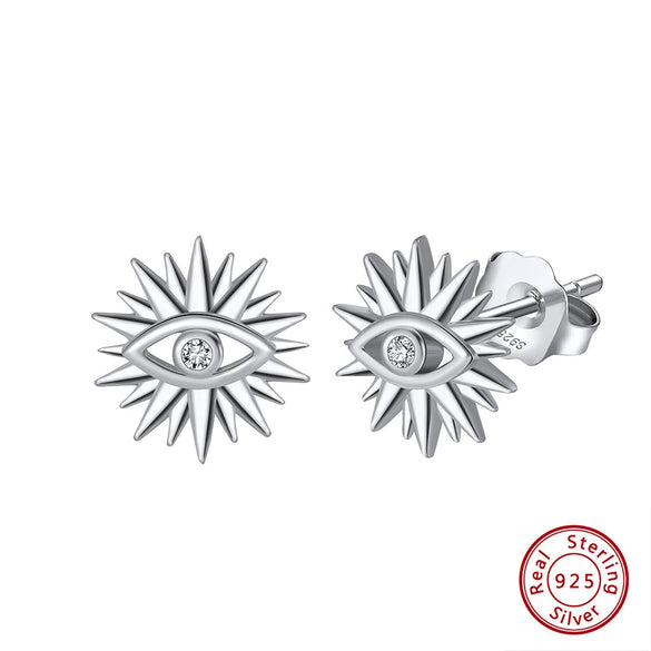 Women's 925 Sterling Silver Zircon Earrings With Geometric Animal Zodiac Patterns Electroplated