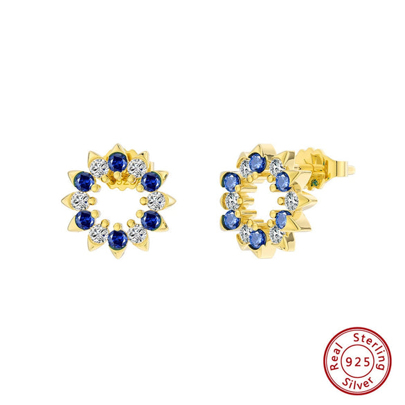 Women's 925 Sterling Silver Zircon Earrings With Geometric Animal Zodiac Patterns Electroplated