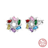 Women's 925 Sterling Silver Zircon Earrings With Geometric Animal Zodiac Patterns Electroplated