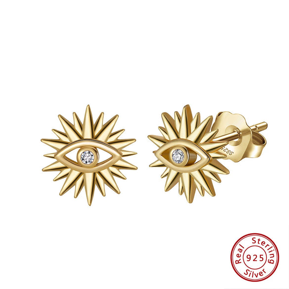 Women's 925 Sterling Silver Zircon Earrings With Geometric Animal Zodiac Patterns Electroplated