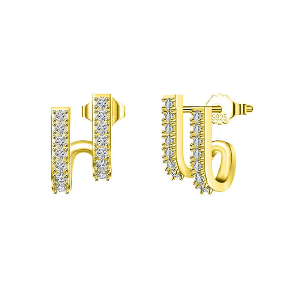 Women's 925 Sterling Silver Zircon Earrings With Geometric Animal Zodiac Patterns Electroplated