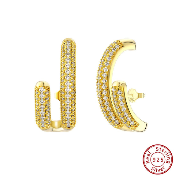 Women's 925 Sterling Silver Zircon Earrings With Geometric Animal Zodiac Patterns Electroplated