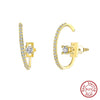 Women's 925 Sterling Silver Zircon Earrings With Geometric Animal Zodiac Patterns Electroplated