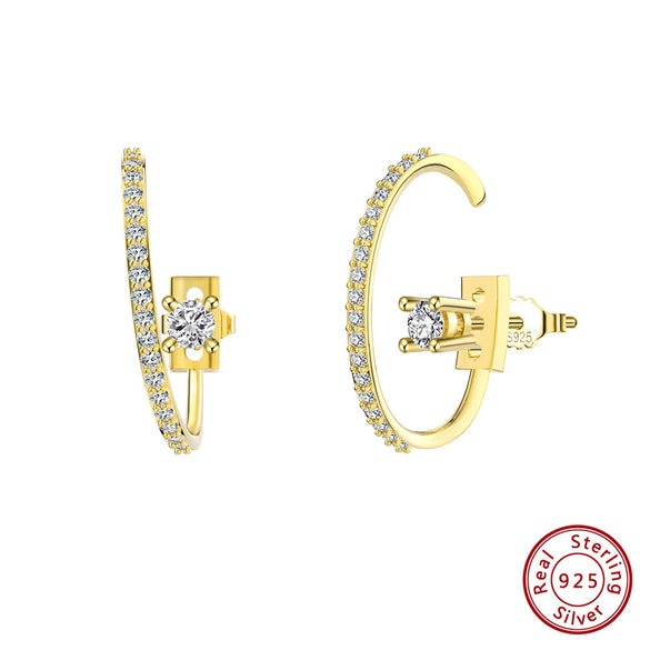 Women's 925 Sterling Silver Zircon Earrings With Geometric Animal Zodiac Patterns Electroplated