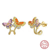 Women's 925 Sterling Silver Zircon Earrings With Geometric Animal Zodiac Patterns Electroplated