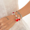 Women's Strawberry Bow Pendant Necklace With Iron Chain Imitation Pearls Alloy Acrylic Glass Beads Dripping Oil Style