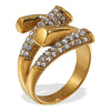 Women's Stylish Asymmetrical Geometric Inlaid Rhinestone 316L Stainless Steel Ring With Electroplating