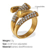 Women's Stylish Asymmetrical Geometric Inlaid Rhinestone 316L Stainless Steel Ring With Electroplating