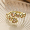 Women's Stylish Copper Plated Real Gold Zircon Geometric Open Micropaved Ring