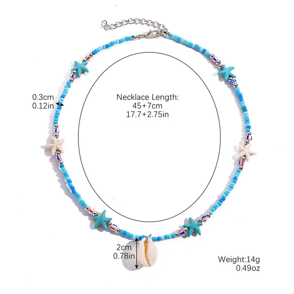 Women's Summer Alloy Geometric Irregular Blue Shell Clavicle Chain Necklace Electroplated Jewelry