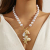 Women's Summer Alloy Geometric Irregular Blue Shell Clavicle Chain Necklace Electroplated Jewelry