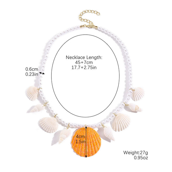 Women's Summer Alloy Geometric Irregular Blue Shell Clavicle Chain Necklace Electroplated Jewelry