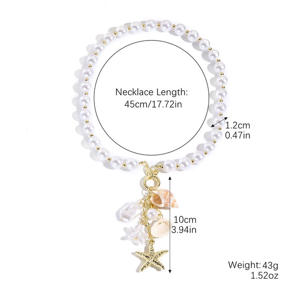 Women's Summer Alloy Geometric Irregular Blue Shell Clavicle Chain Necklace Electroplated Jewelry