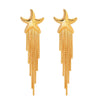 Women's Summer Fashion Stainless Steel Starfish Tassel Earrings Jewelry Electroplated Geometric Style