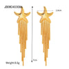 Women's Summer Fashion Stainless Steel Starfish Tassel Earrings Jewelry Electroplated Geometric Style