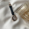 Women's Summer French Retro Alloy Case Ordinary Glass Mirror Oval Thin Band Compact Roman Golden Watch