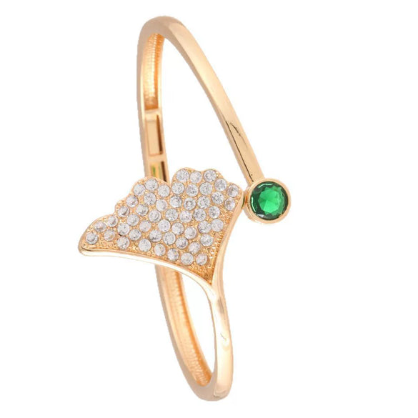 Women's Summer Ginkgo Leaf Niche Simple High End Open Bracelet Copper Plastic Electroplated