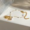 Women's Summer Stainless Steel Pearl Chain With Shell Starfish Pendant And Electroplated Geometry Design Bracelet Jewelry