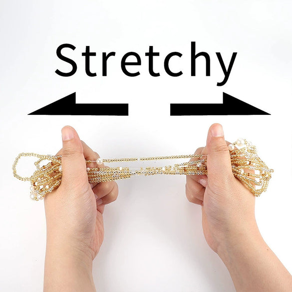 Women's Summer Stretch Beaded Body Chain Plastic Rice Bead Anklet Bracelet Waist Chain Multi Layer Fashion Accessory