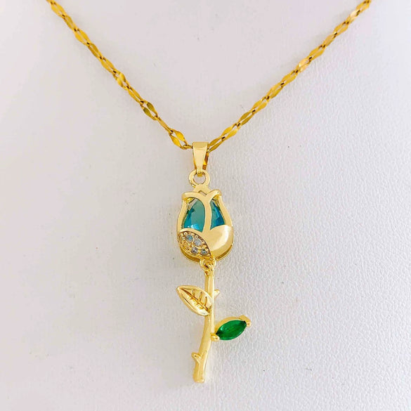 Women's Summer Sweet Style Titanium Steel Necklace With Copper Pendant And Cross Chain Real Gold Plated And Enhanced Color Retention